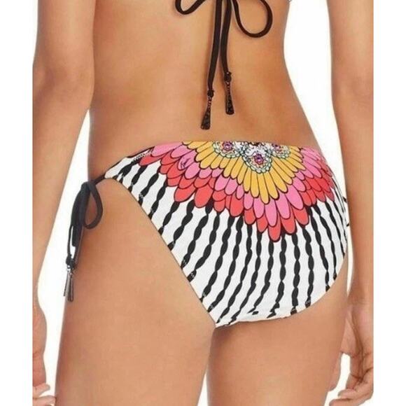Trina Turk Ibiza Bikini Sz 6 Peacock Feathers Multicolored print Crochet Boho - Picture 2 of 16